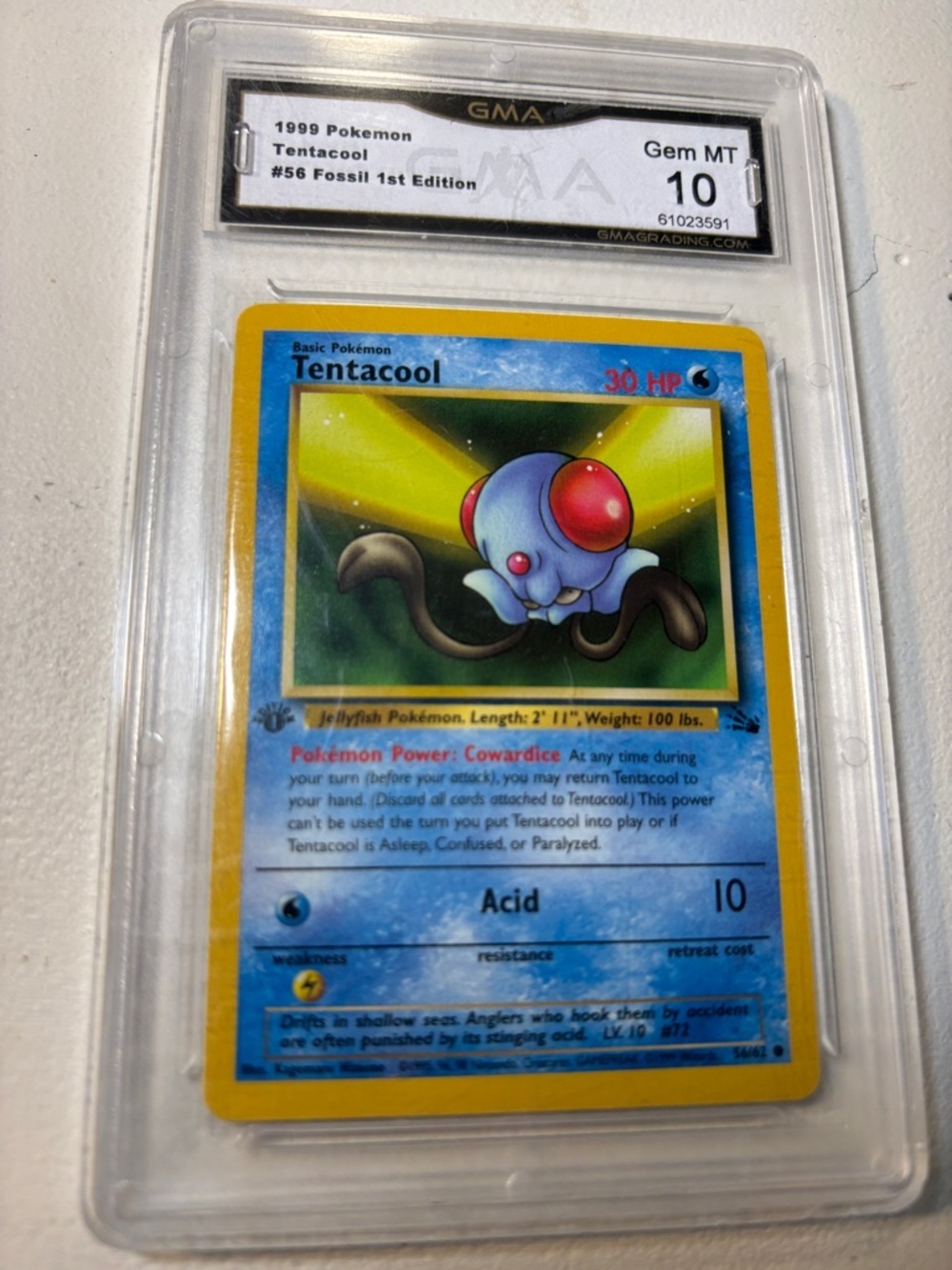 Pokemon Tentacool Trading Card First Edition PSA 10